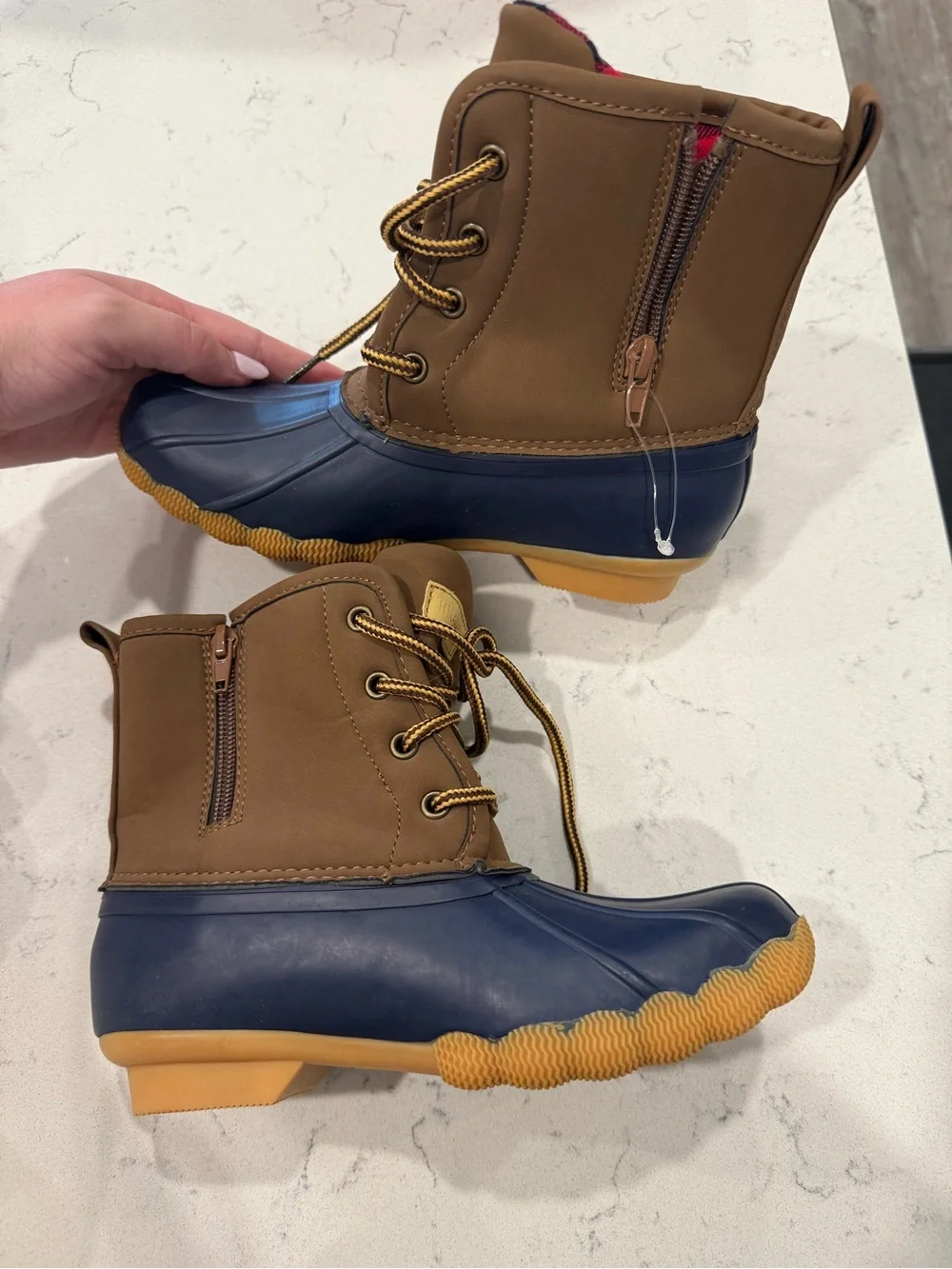 Tommy Hilfiger Boys Navy and Brown Rain Boots
